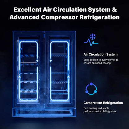 34 Bottle Dual Zone Wine Cooler Refrigerator | Freestanding Compressor Wine Chiller & Beverage Fridge with Digital Temperature Control & Reversible Door