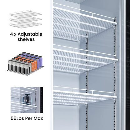 195L Vertical Beverage Display Cooler – 115V/60Hz, Mechanical Thermostat, Commercial Drink Refrigerator, Silent 50dB, for Shop, Café & Bar