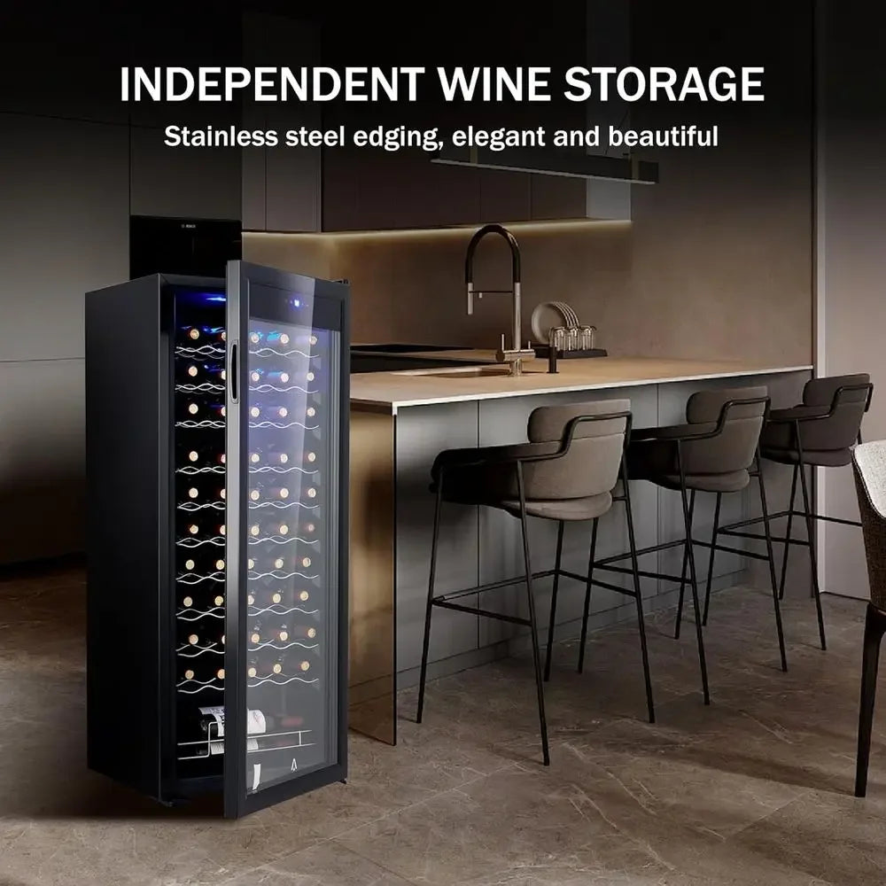 55 Bottle Single Zone Wine Cooler Refrigerator | Freestanding Wine Fridge with Fast Cooling, Low Noise & Constant Temperature for Red & White Wine Storage