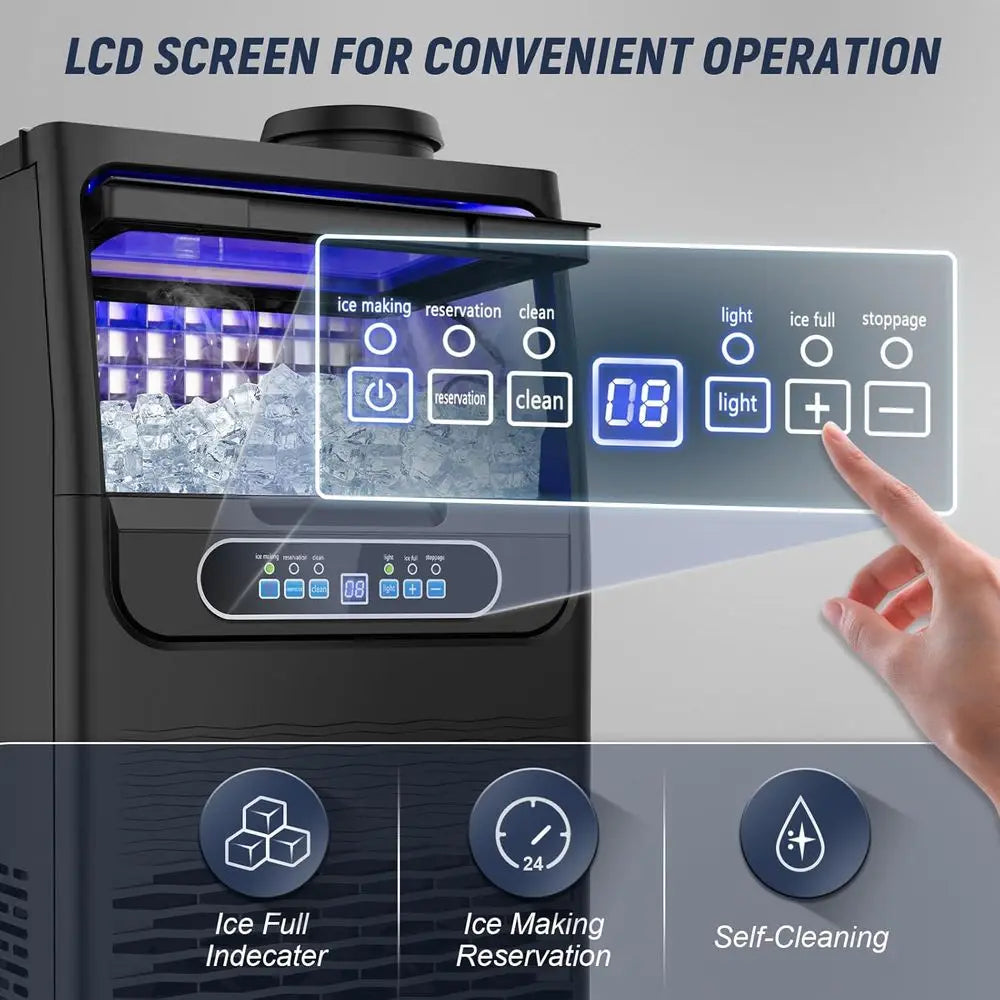Commercial Ice Maker 100 LBS/24H – 20 LBS Storage Bin, 36 Cubes per Cycle, Fast 15-Min Ice, Undercounter Stainless Steel Ice Machine for Home Bar & Outdoor Use