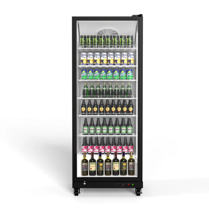 Beverage Display Cooler – 17.48 cu.ft Commercial Glass Door Refrigerator, Vertical Transparent Display, Auto-Defrost, for Convenience Store, Supermarket & Retail Use