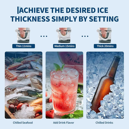 Commercial Ice Maker 100 LBS/24H – Under Counter & Freestanding, 40 LBS Storage Bin, Fast 15-Min Ice, Auto Clean Stainless Steel Ice Machine