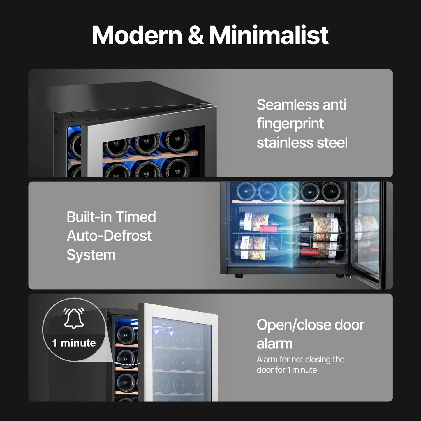 Freestanding Wine Cooler Refrigerator | 14/20/34/46/105 Bottle Wine Cellar with Glass Door for Home, Hotel & Commercial Wine Storage