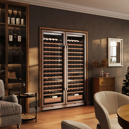166 Bottle Wine Cooler Refrigerator | Large Capacity Stainless Steel Wine Cabinet with Compressor Cooling & Adjustable Temperature for Home, Hotel & Commercial Use