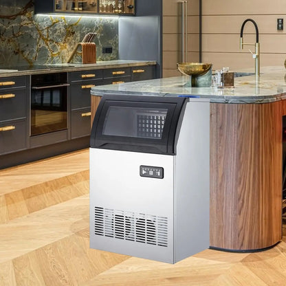 Commercial Ice Maker 120 LBS/Day Under Counter – LED Display, Dual Water Inlet Ice Machine for Restaurant & Bar