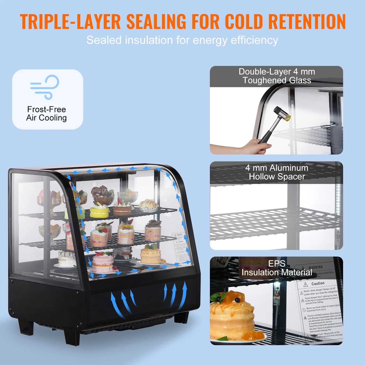 SucceBuy Refrigerated Display Case | Countertop Pastry Showcase with LED & Turbo Cooling