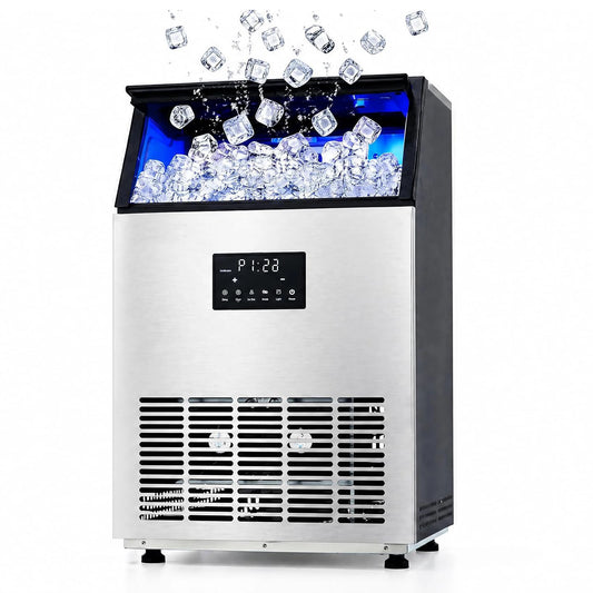 Commercial Ice Maker 100 LBS/24H – Under Counter & Freestanding, 40 LBS Storage Bin, Fast 15-Min Ice, Auto Clean Stainless Steel Ice Machine
