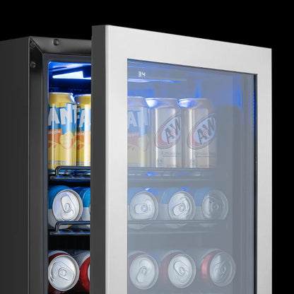Ca'Lefort 62L Beverage Refrigerator, Mini Drink Fridge with Glass Door, Digital Temperature Control, Adjustable Shelves, Reversible Door for Beer, Soda, Wine & Beverages, Home, Office & Dorm