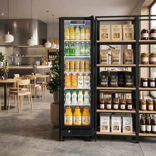 195L Vertical Beverage Display Cooler – 115V/60Hz, Mechanical Thermostat, Commercial Drink Refrigerator, Silent 50dB, for Shop, Café & Bar