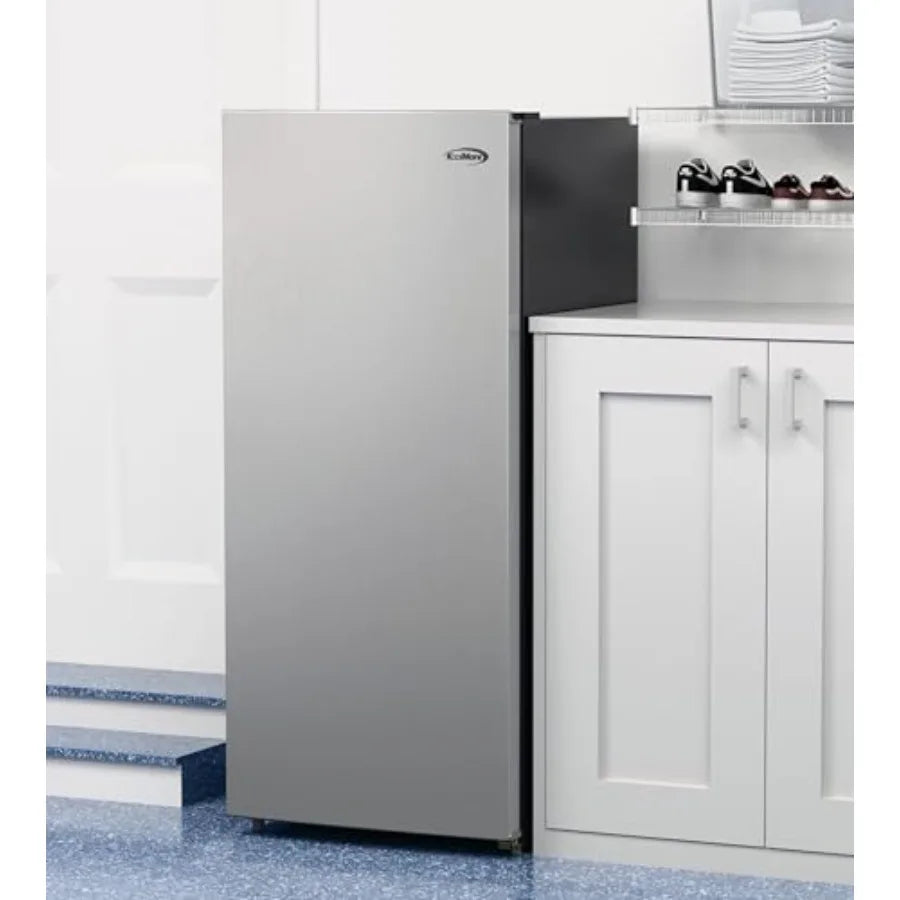 7 Cu Ft Garage Ready Upright Freezer Refrigerator Convertible, Stainless Steel Convertible Fridge Freezer, Adjustable Temperature Control, Manual Defrost Upright Deep Freezer for Garage Home Use