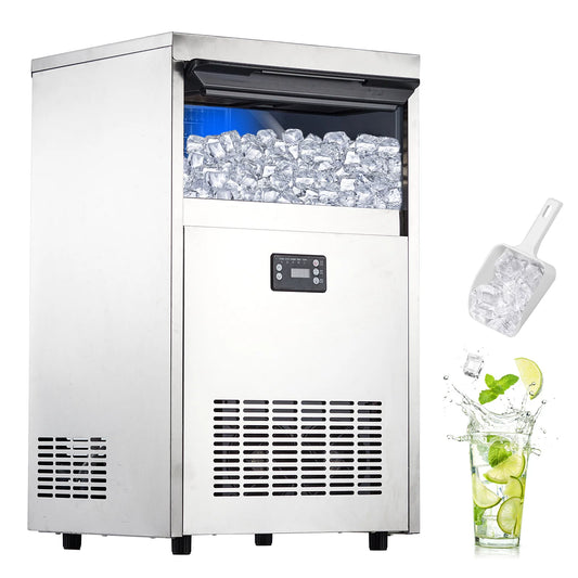 Commercial Ice Maker 250W – Under Counter & Freestanding Stainless Steel Ice Machine for Bar, Café, Home & Office