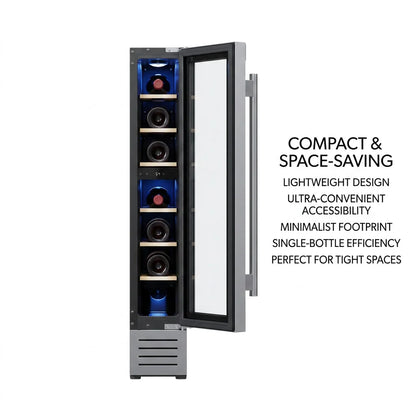 7 Bottle Mini Wine Cooler Refrigerator | Compact Freestanding/Built-in Wine Fridge with Constant Temperature & R600a Cooling for Home Bar & Kitchen