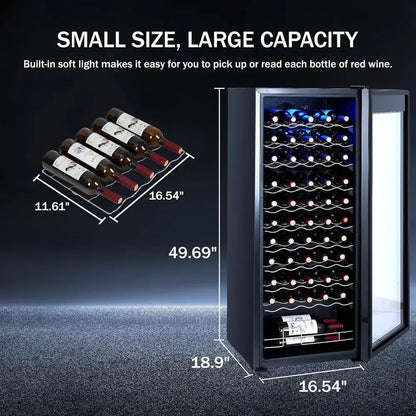 55 Bottle Single Zone Wine Cooler Refrigerator | Freestanding Wine Fridge with Fast Cooling, Low Noise & Constant Temperature for Red & White Wine Storage