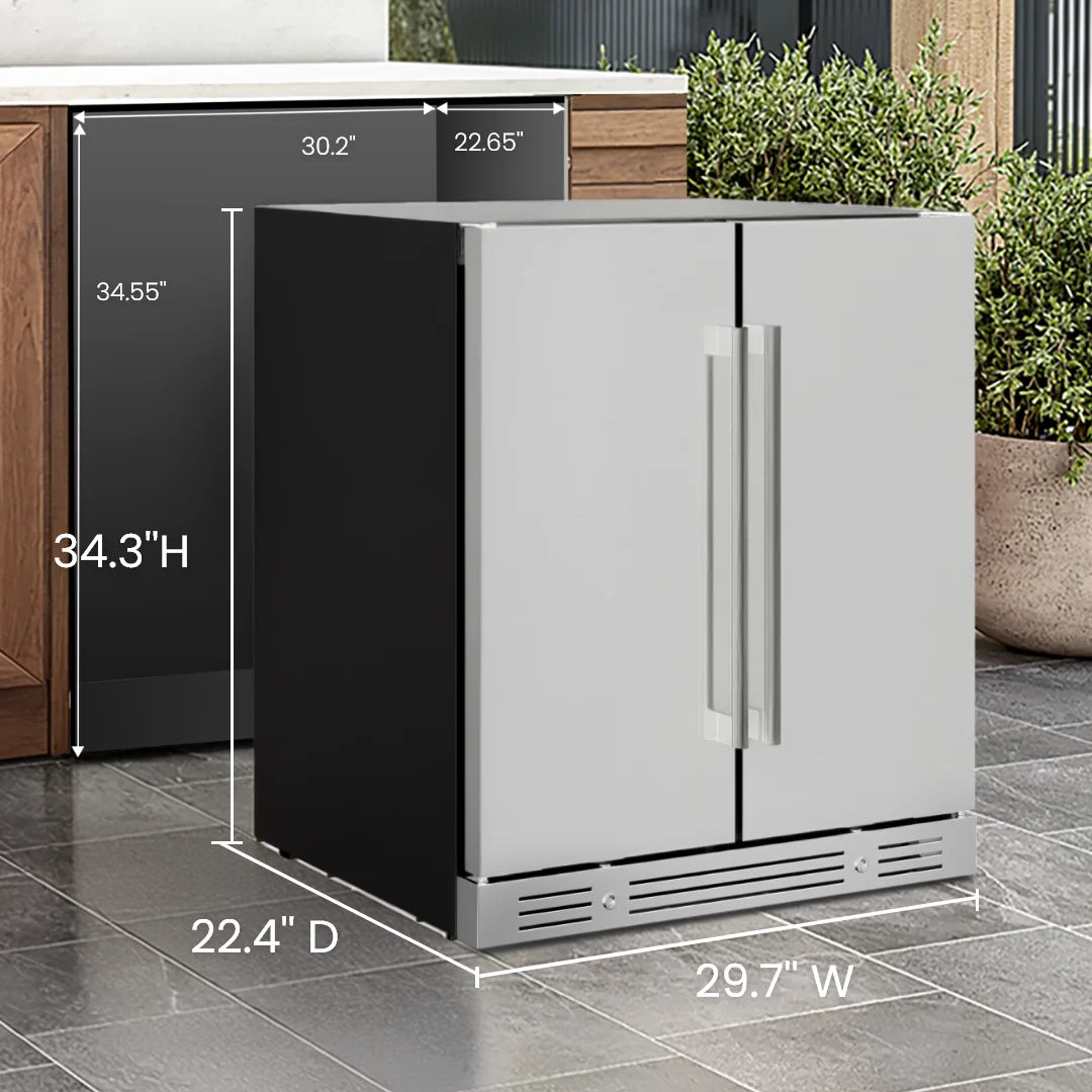 Yeego Dual Zone Wine Cooler 33 Bottles + 80 Cans | Under Counter Wine & Beverage Refrigerator with Auto Defrost, Compressor Cooling & Digital Temperature Control