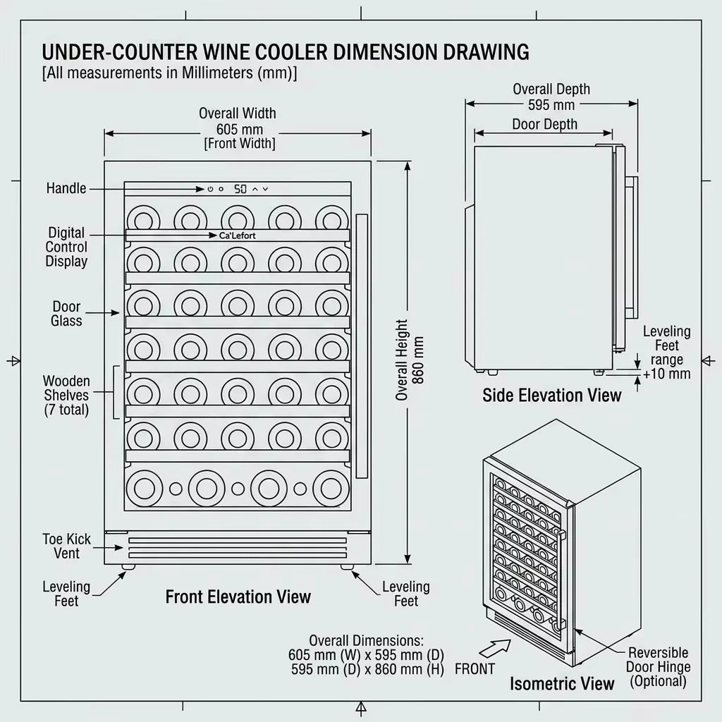 24 Inch Wine & Beverage Cooler Refrigerator | 61 Can Capacity Compact Fridge with Adjustable Temperature & Glass Door for Home Use