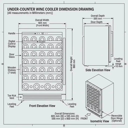 24 Inch Wine & Beverage Cooler Refrigerator | 61 Can Capacity Compact Fridge with Adjustable Temperature & Glass Door for Home Use