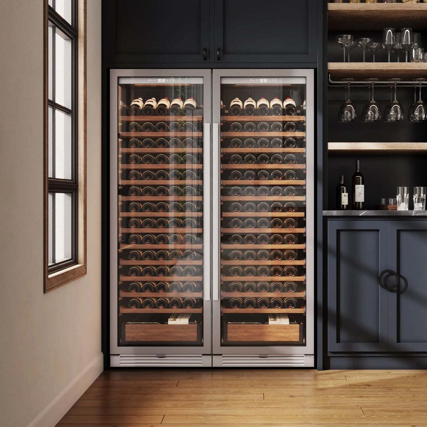 166 Bottle Wine Cooler Refrigerator | Large Capacity Stainless Steel Wine Cabinet with Compressor Cooling & Adjustable Temperature for Home, Hotel & Commercial Use