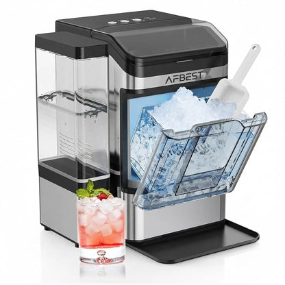 Countertop Nugget Ice Maker 38 LBS/24H – Chewable Soft Ice Machine, One-Touch Self-Cleaning, Dual Water Tanks (3L+1.5L), Portable Ice Maker for Home, Bar, Office & RV