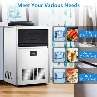 Commercial Ice Maker 250W – Under Counter & Freestanding Stainless Steel Ice Machine for Bar, Café, Home & Office