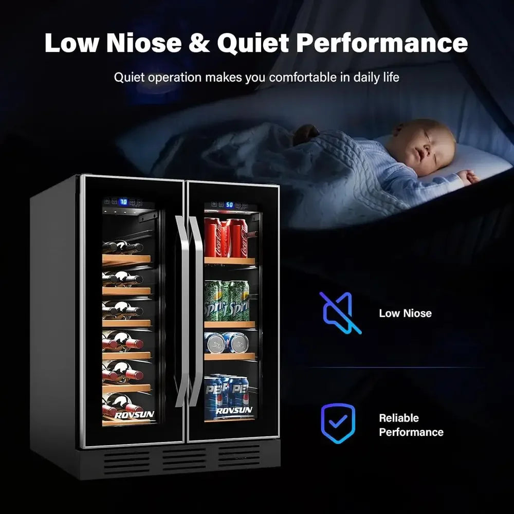 34 Bottle Dual Zone Wine Cooler Refrigerator | Freestanding Compressor Wine Chiller & Beverage Fridge with Digital Temperature Control & Reversible Door