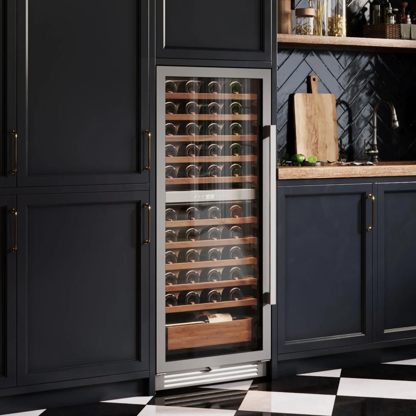 90 Bottle Dual Zone Wine Cooler Fridge 275L | Built-in Wine Refrigerator with Dual NTC Sensor, Electronic Temperature Control 5–18°C, ETL Energy Star, 41dB Low Noise Wine Cabinet for Home Bar & Kitchen