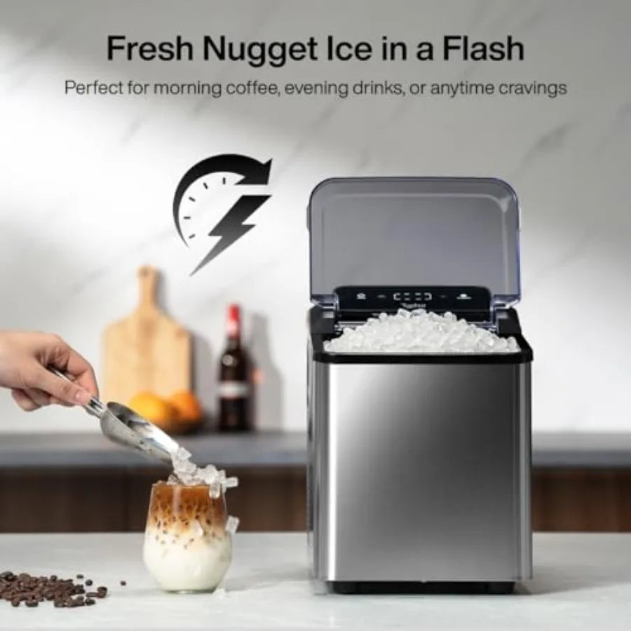 Countertop Nugget Ice Maker 35 LBS/24H – Fast Crushed Pellet Ice Machine, Self-Cleaning Pump, Compact Ice Maker for Home & Office