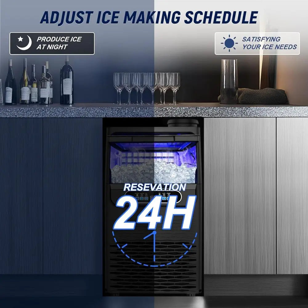 Commercial Ice Maker 100 LBS/24H – 20 LBS Storage Bin, 36 Cubes per Cycle, Fast 15-Min Ice, Undercounter Stainless Steel Ice Machine for Home Bar & Outdoor Use