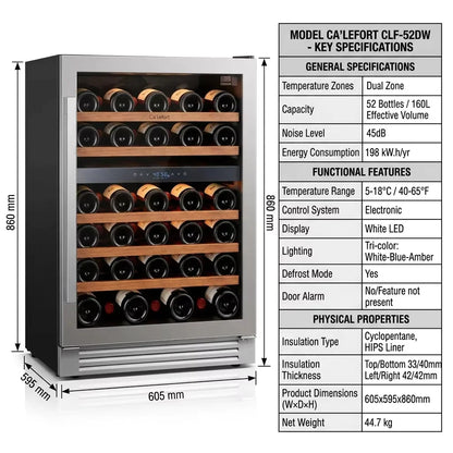 160L Wine Cooler Refrigerator – 54 Bottle Wine Fridge with Digital Temperature Control & Removable Shelves