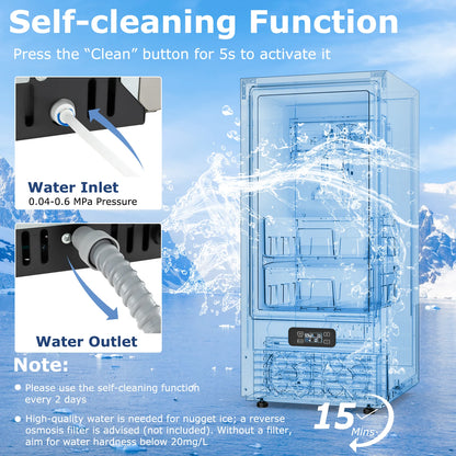 Under Counter Nugget Ice Maker – 80 LBS/Day, Self-Cleaning, 24H Timer, LCD Control Panel, Chewable Ice Machine for Home Bar & Commercial Use