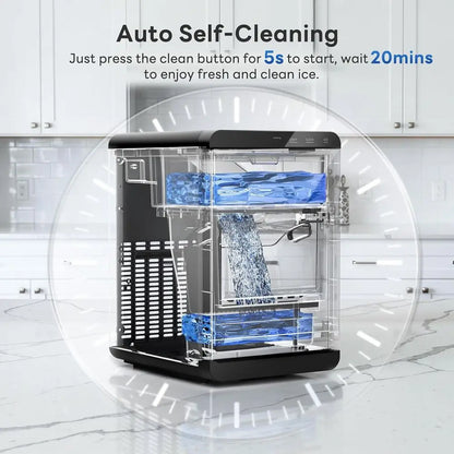 Countertop Ice Maker 44 LBS/24H – Self-Cleaning Ice Machine, Fast Ice in 10–14 Min, Removable Basket & Scoop for Home, Office & Kitchen