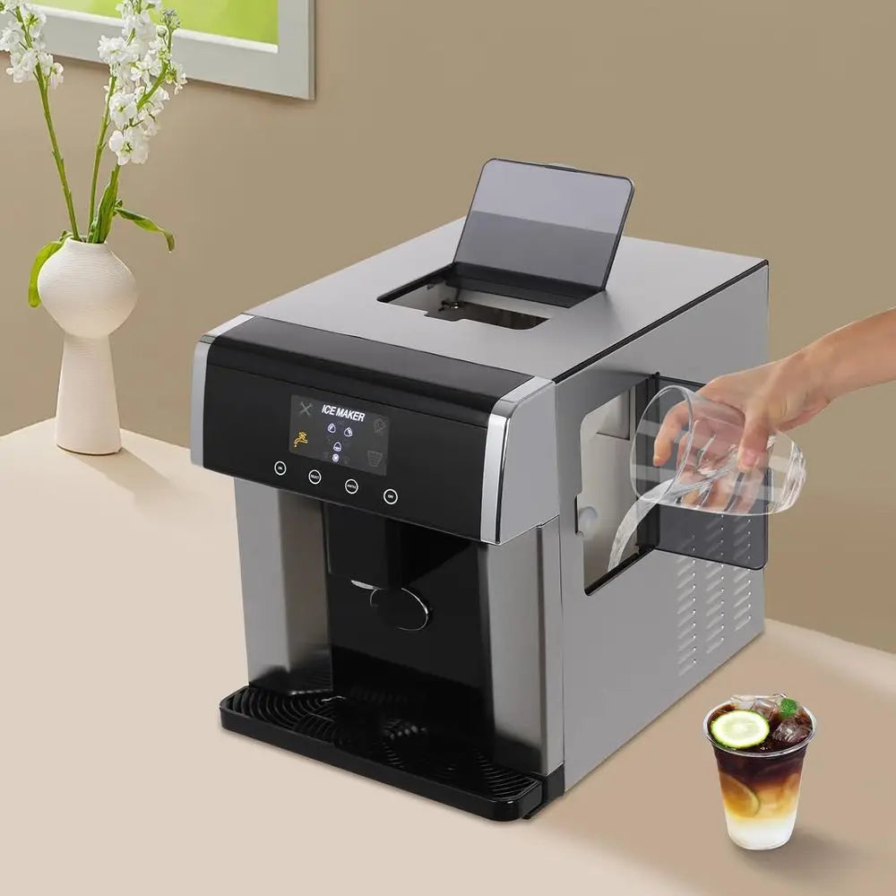 Countertop Ice Maker 32 LBS/24H – Self-Cleaning Ice Machine with Auto Dispenser, Chewable Ice for Home, Office & Kitchen