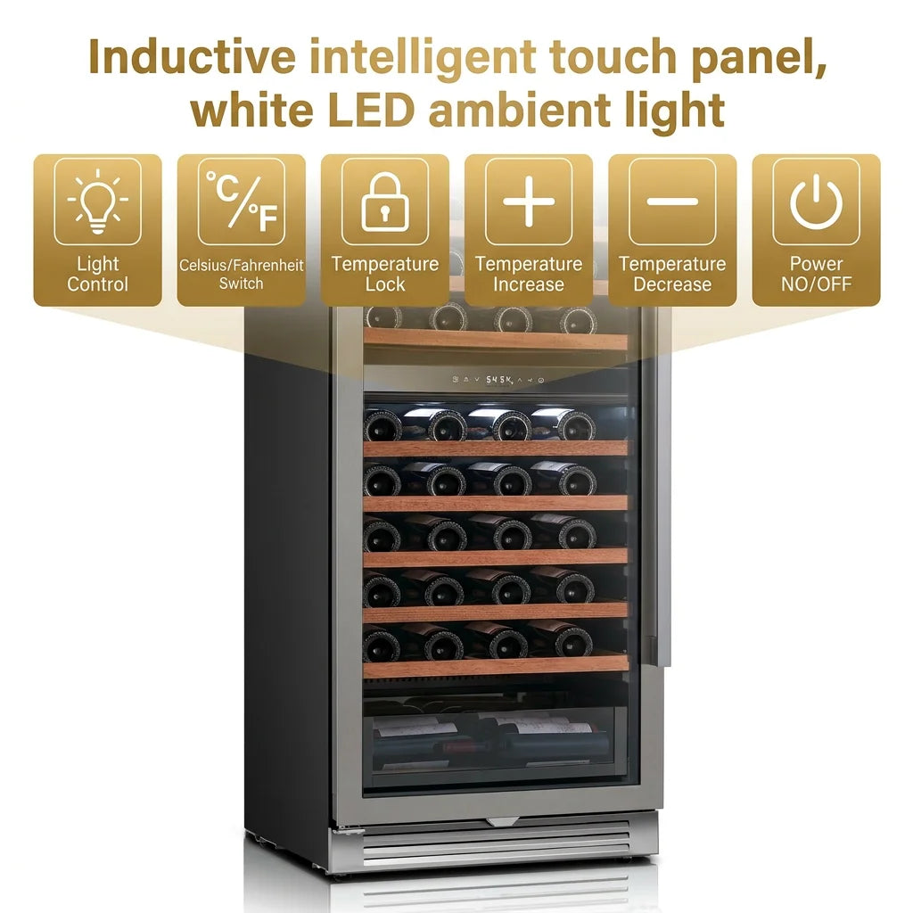 90 Bottle Dual Zone Wine Cooler Fridge 275L | Built-in Wine Refrigerator with Dual NTC Sensor, Electronic Temperature Control 5–18°C, ETL Energy Star, 41dB Low Noise Wine Cabinet for Home Bar & Kitchen