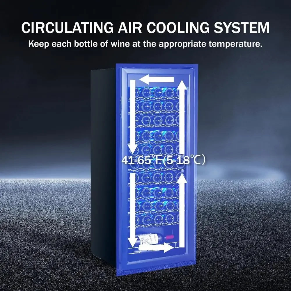 55 Bottle Single Zone Wine Cooler Refrigerator | Freestanding Wine Fridge with Fast Cooling, Low Noise & Constant Temperature for Red & White Wine Storage