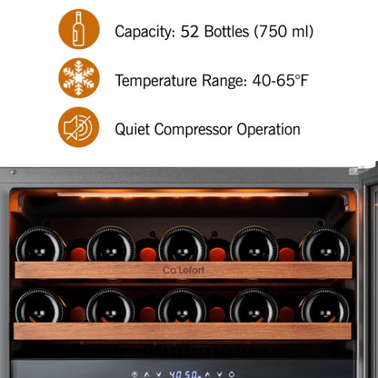 24 Inch Wine & Beverage Cooler Refrigerator | 61 Can Capacity Compact Fridge with Adjustable Temperature & Glass Door for Home Use