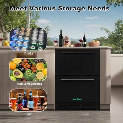 24 Inch Wine & Beverage Refrigerator, Stainless Steel Freestanding Wine Fridge, Dual Drink Cooler for Wine, Beer & Soda Storage, Fast Cooling for Home Bar & Kitchen