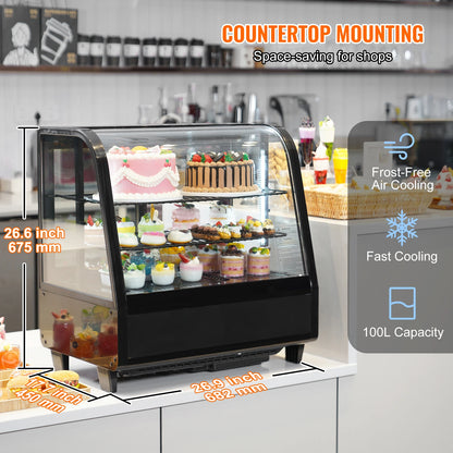 SucceBuy Refrigerated Display Case | Countertop Pastry Showcase with LED & Turbo Cooling