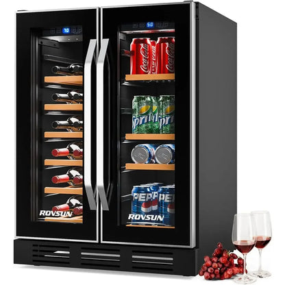 34 Bottle Dual Zone Wine Cooler Refrigerator | Freestanding Compressor Wine Chiller & Beverage Fridge with Digital Temperature Control & Reversible Door