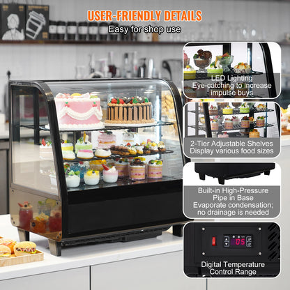 SucceBuy Refrigerated Display Case | Countertop Pastry Showcase with LED & Turbo Cooling
