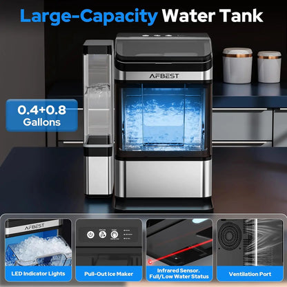 Countertop Nugget Ice Maker 38 LBS/24H – Chewable Soft Ice Machine, One-Touch Self-Cleaning, Dual Water Tanks (3L+1.5L), Portable Ice Maker for Home, Bar, Office & RV