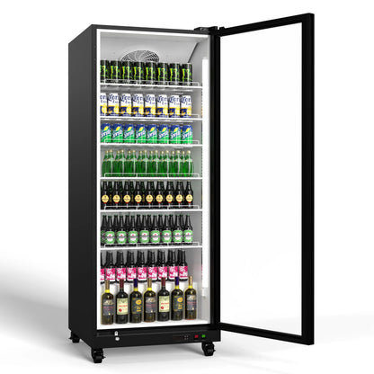 Beverage Display Cooler – 17.48 cu.ft Commercial Glass Door Refrigerator, Vertical Transparent Display, Auto-Defrost, for Convenience Store, Supermarket & Retail Use