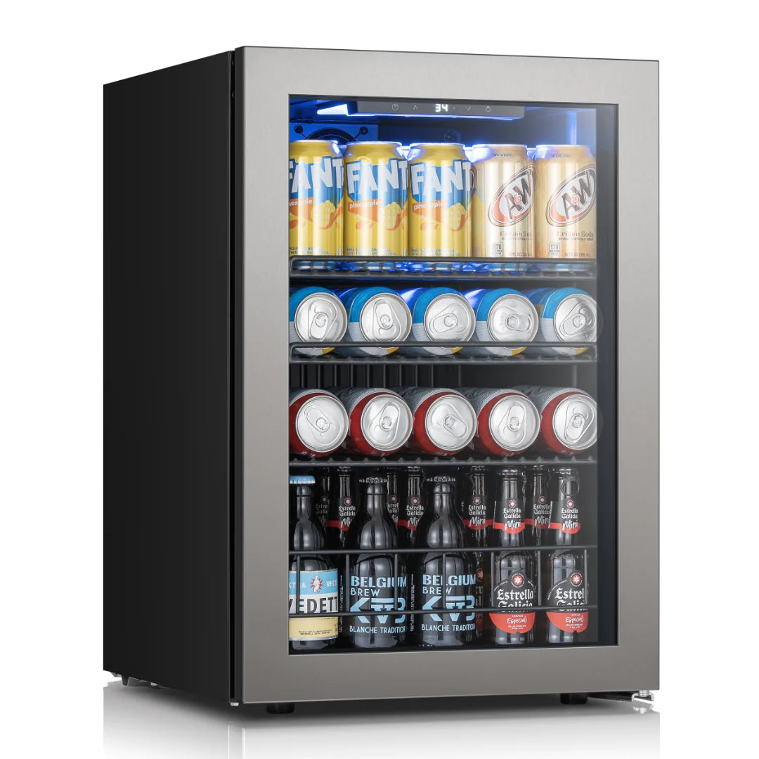 Ca'Lefort 62L Beverage Refrigerator, Mini Drink Fridge with Glass Door, Digital Temperature Control, Adjustable Shelves, Reversible Door for Beer, Soda, Wine & Beverages, Home, Office & Dorm