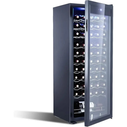 55 Bottle Single Zone Wine Cooler Refrigerator | Freestanding Wine Fridge with Fast Cooling, Low Noise & Constant Temperature for Red & White Wine Storage