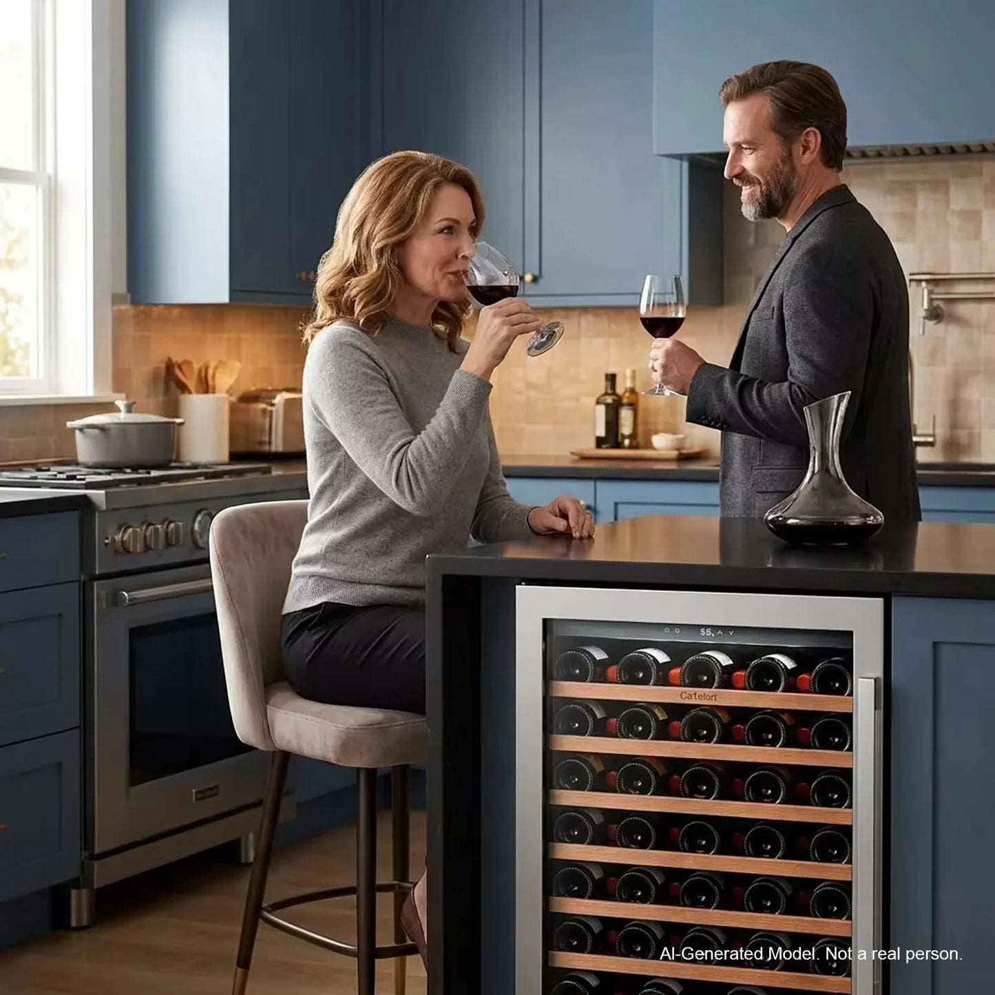 24 Inch Wine & Beverage Cooler Refrigerator | 61 Can Capacity Compact Fridge with Adjustable Temperature & Glass Door for Home Use