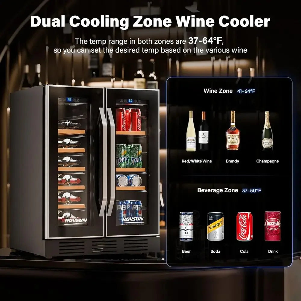 34 Bottle Dual Zone Wine Cooler Refrigerator | Freestanding Compressor Wine Chiller & Beverage Fridge with Digital Temperature Control & Reversible Door